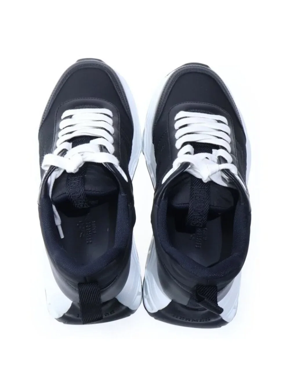 Hermes Impulse Leather Trim Nylon Stitch Low Cut Sneakers Black - Picture 4 of 6